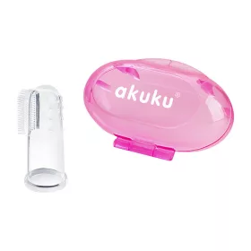 Akuku Szilikon fogkefe és ínymasszírozó tokban