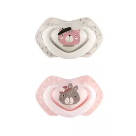   Canpol babies Szilikon szimmetrikus cumi, Light touch, 18hó+, 2db, BONJOUR PARIS - rózsaszín