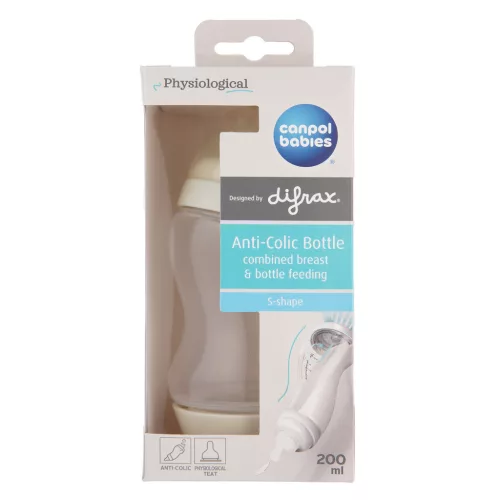 Canpol babies S-alakú, széles nyakú, anti-kólikás cumisüveg, 200 ml