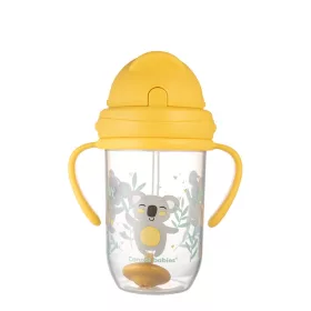   Canpol babies Súlyozott szívószálas cseppmentes itatópohár, 270ml, 6hó+, EXOTIC ANIMALS - sárga