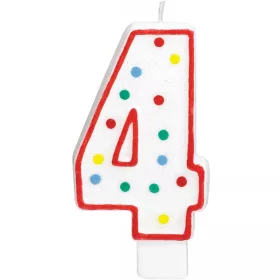 Pöttyös Spot tortagyertya, számgyertya 4-es