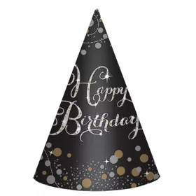 Happy Birthday Gold parti kalap, csákó 6 db-os