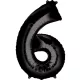 Fekete Black óriás szám fólia lufi 6-os, 86x55 cm