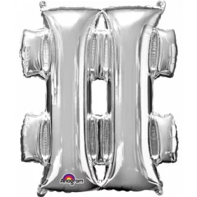 Ezüst Silver mini fólia lufi hashtag ikon 33 cm