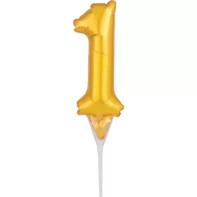 Arany Gold 1-es szám fólia lufi tortára 15 cm