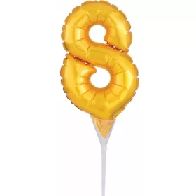 Arany Gold 8-as szám fólia lufi tortára 15 cm