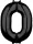 Black Szám 0 Fólia lufi 66x50 cm