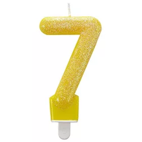 Színes Yellow csillogó 7-es tortagyertya, számgyertya