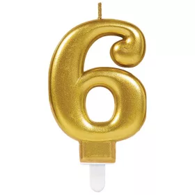 Arany Gold számgyertya, tortagyertya 6-os