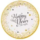 Happy New Year Golden Wishes papírtányér 8 db-os 23 cm