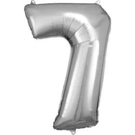 Ezüst Silver óriás szám fólia lufi 7-es, 83x55 cm