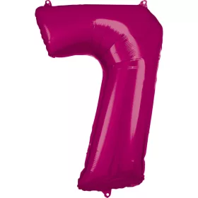 Rózsaszín Pink óriás szám fólia lufi 7-es, 88x58 cm