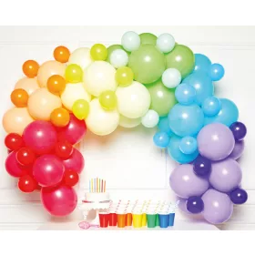 Színes Rainbow léggömb, lufi girland 78 db-os szett