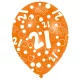 Happy Birthday 21 Orange léggömb, lufi 6 db-os 11 inch (27,5cm)