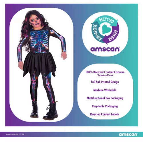 Csontváz Neon Girl jelmez 3-4 év