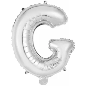 Ezüst Silver G betű fólia lufi 45 cm