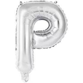 Ezüst Silver P betű fólia lufi 45 cm