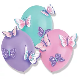   Pillangó Flutter léggömb, lufi 3 db-os kiegészítőkkel 14 inch (35,5 cm)