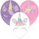 Unikornis Magic Pastel léggömb, lufi 3 db-os kiegészítőkkel 14 inch (35,5 cm)