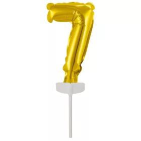 Arany Gold 7-es szám fólia lufi tortára 13 cm