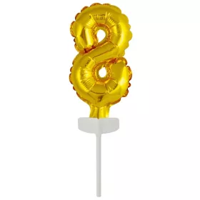 Arany Gold 8-as szám fólia lufi tortára 13 cm