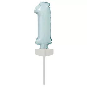 Kék Pastel 1-es szám fólia lufi tortára 13 cm