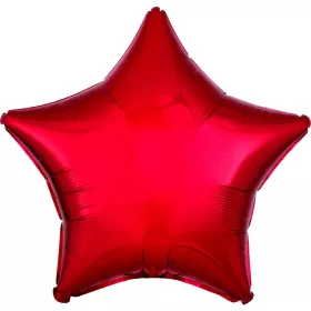 Piros Metallic Red csillag fólia lufi 48 cm