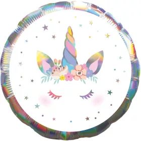 Unikornis Holographic fólia lufi 43 cm