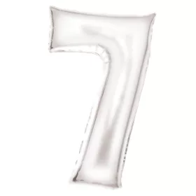 Fehér Lustre White 7-es szám fólia lufi 86 cm