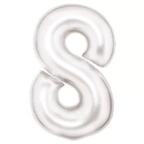 Fehér Lustre White 8-as szám fólia lufi 86 cm