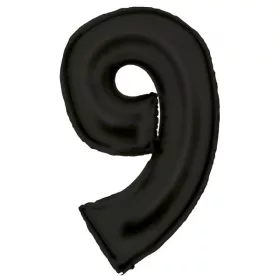 Fekete Lustre Black 9-es szám fólia lufi 86 cm