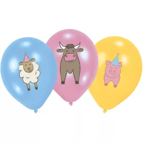 Farm Party léggömb, lufi 6 db-os 11 inch (27,5 cm)