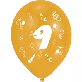   Happy Birthday 9 Ribbon léggömb, lufi 8 db-os 10 inch (25,4cm)