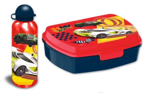 Hot Wheels Red szendvicsdoboz + alumínium kulacs szett