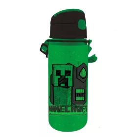   Minecraft Green alumínium szívószálas kulacs akasztóval 600 ml
