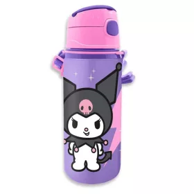   Hello Kitty Kuromi alumínium szívószálas kulacs akasztóval 600 ml