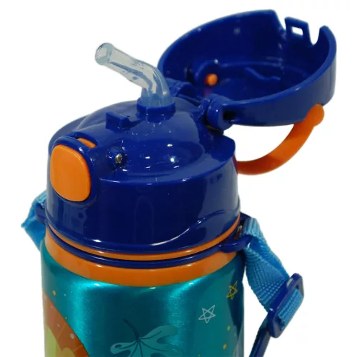 Állatos Jungle alumínium szívószálas kulacs akasztóval 600 ml