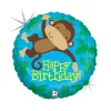 Happy Birthday Monkey Buddy Holo fólia lufi 46 cm