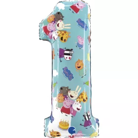 Peppa malac Blue 1-es szám fólia lufi 66 cm