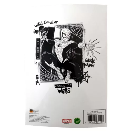 Pókember World of Webs B/5 vonalas füzet 40 lapos