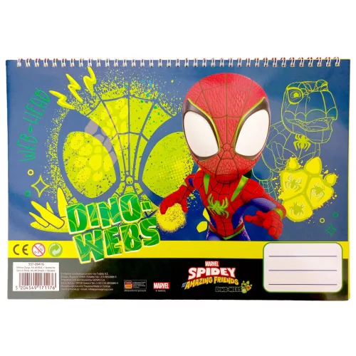 Pókember Spidey Dino-Webs A/4 spirál vázlatfüzet 40 lapos matricával
