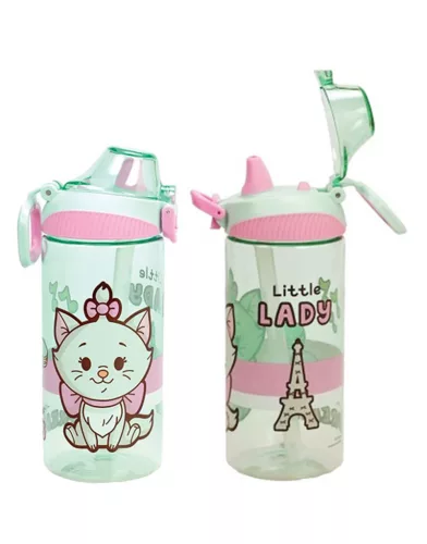 Disney Marie Little Lady műanyag szívószálas kulacs akasztóval 450 ml