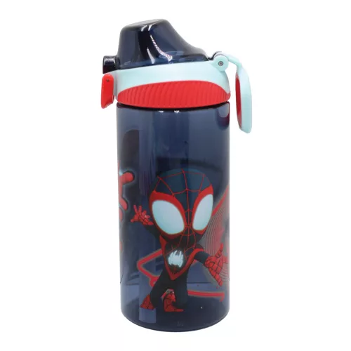 Pókember Spidey Web műanyag szívószálas kulacs akasztóval 450 ml