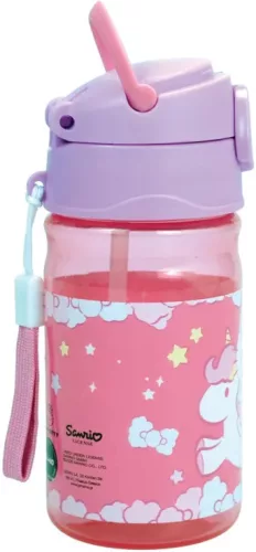 Hello Kitty Unicorn műanyag szívószálas kulacs akasztóval 350 ml