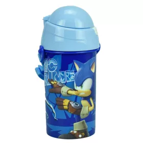   Sonic a sündisznó Prime műanyag szívószálas kulacs akasztóval 500 ml