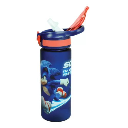 Sonic a sündisznó Totally Faster műanyag matt szívószálas kulacs 600 ml