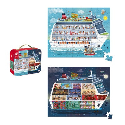 Janod 02726 Puzzle óceánjáró bőröndben - 100db és 200db