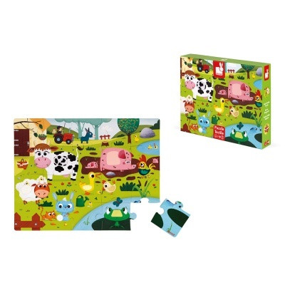 Janod 02772 Tapintós puzzle - "farm állatok" - 20 darabos