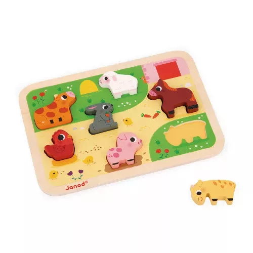 Janod J07121 A farmon formapuzzle készségfejleszető játék +18 hónapos kortól