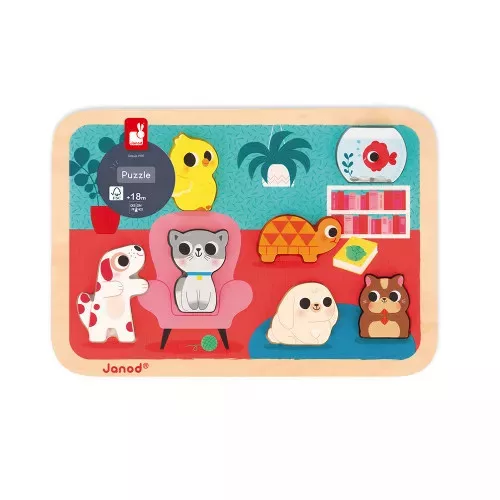 Janod J07122 Állatok formapuzzle készségfejleszető játék +18 hónapos kortól